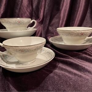 Vintage Fashion Manor Fine China Tea cup and bowl-6 piece